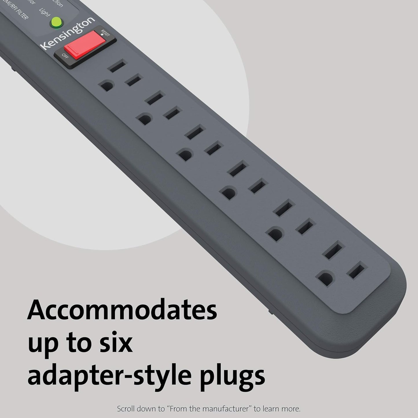 Guardian 6 Outlet Power Strip, 15Ft Surge Protector, 540 Joules, Black(K38215Na)