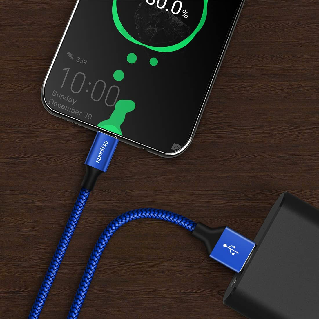 Extra Long USB C Cable [15Ft, 2-Pack], Fast Charge 15 Feet Super Durable Nylon Braided USB-C Charging Cord - Blue